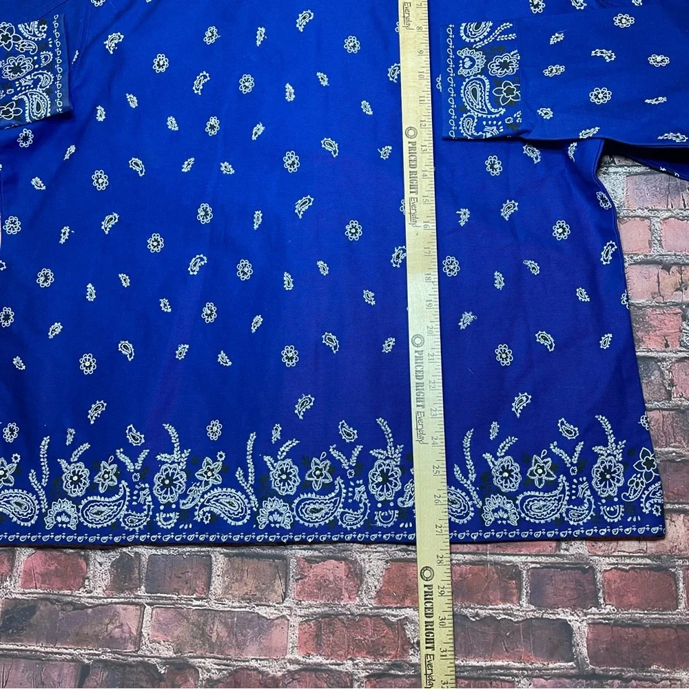 Vintage Quacker Factory Shirt Women’s XL Blue Bandana Print Button Old Stock - Picture 5 of 6